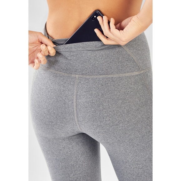 FABLETICS High-Waisted Gray Heathered 7/8 Leggings - Picture 2 of 9